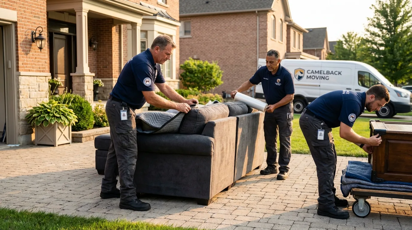Large estate moving crew wrapping furniture in Newport, KY