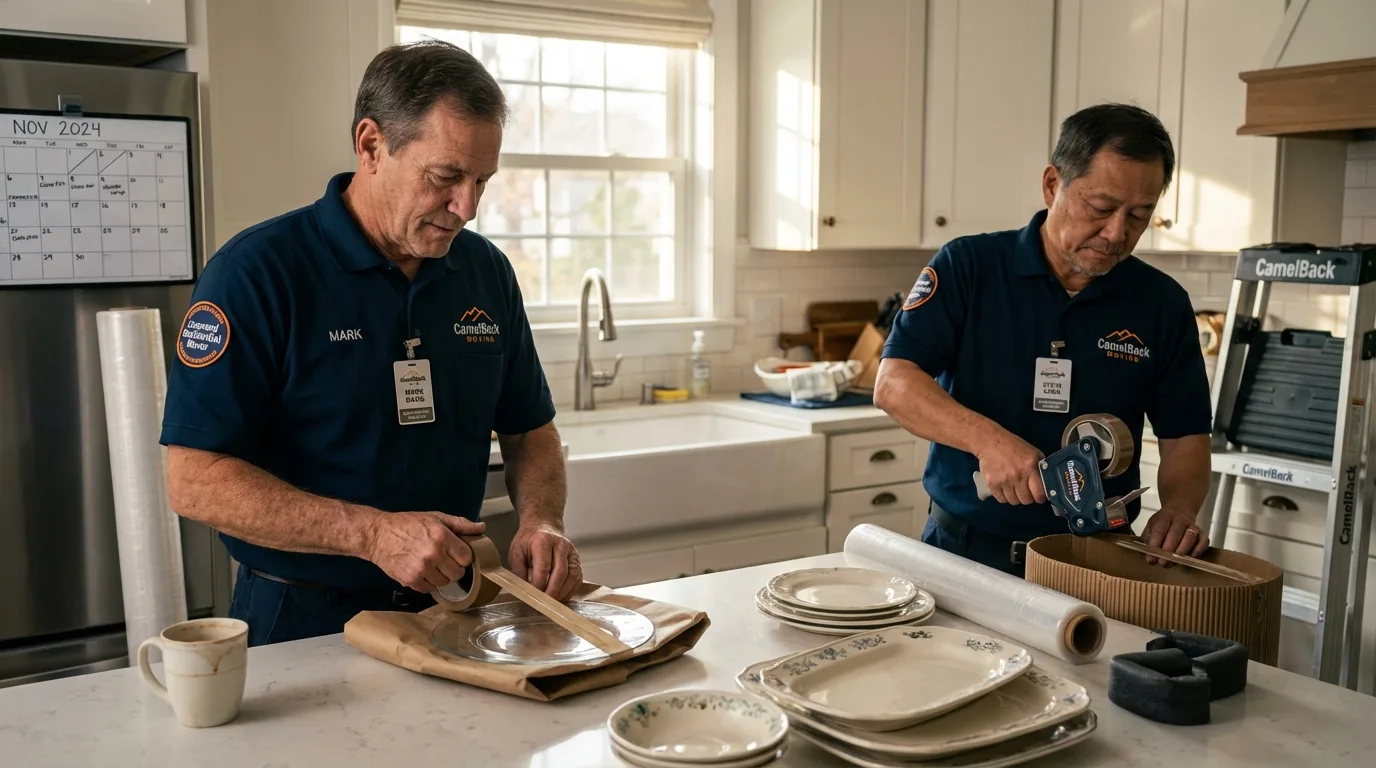 Professional crew packing kitchen dishware in Newport, KY